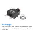 thumbnail image 4 of Unique Bargains Circuit Overload Protector 13A AC125/250V DC32V Push Button Thermal Circuit Breaker with Waterproof Caps 3pcs, 4 of 5