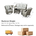 thumbnail image 4 of Ovios 5 Pieces Outdoor Patio Furniture Set High-Back Rattan Wicker Conversation Set Outdoor Sectional with Swivel Chairs & Solar Light Coffee Table, Grey, 4 of 11