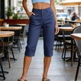 thumbnail image 2 of Ahabrexf Cropped Pants for Women High Waist Straight Leg with Pockets Stretch Casual Capris for Office Summer ], 2 of 9