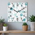 thumbnail image 6 of Turquoise Coastal Wooden Wall Clock Silent Non Ticking, Nautical Summer Beach Coral Sea Turtle Square Wall Clocks Battery Operated, Decor Clock for Home Office, Living Room, Kitchen, 10 Inch, 6 of 9