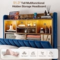 thumbnail image 4 of ARICOEASY Velvet Upholstered Storage Bed Frames with Strong Wood Slats Support, Noise Free, No Box Spring Needed, Easy Assembly, Queen Size, Navy Blue, 4 of 9