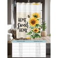 thumbnail image 6 of No Hook Cloth Fabric Shower Curtain with Snap in Liner, Sunflower Waterproof Shower Curtains Set with See Through Top Window, Summer Botanical Bee Farmhouse Watercolor Bath Curtains Shower 36"x72", 6 of 6