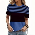thumbnail image 4 of Womens T Shirt Short Sleeve Crew Neck Basic Color Block Tee Tops Spring Summer Tops Trendy Business Causal Outfits Work Blouses, 4 of 6