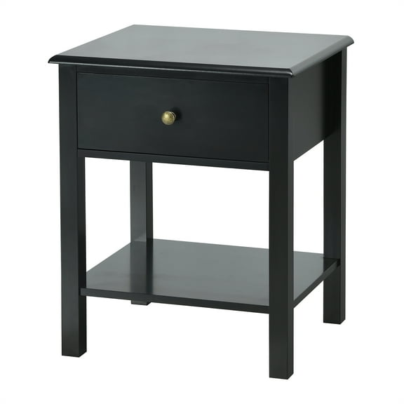 Costway End Table Nightstand Storage Display Drawer Shelf Beside Bedroom Black