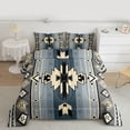 thumbnail image 2 of Homewish Southwestern Aztec Geometric Full Size Comforter Sets,Retro Rhombus Stripe Bedding Comforter Set,Gray Beige Teal Bedding Sets For Boys Kids,Microfiber Bedroom Decor Reversible,3-Piece, 2 of 8