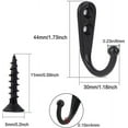 thumbnail image 2 of 10 Uds. Ganchos para abrigos de metal negro retro, ganchos de pared individuales atornillados, perchero de pared vintage para albornoz, estantes para el hogar, cajones, taquillas, baño con 20, 2 of 5