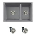 thumbnail image 2 of Stylish Dual Mount 27" Gray Composite Granite 60/40 Double-Bowl Kitchen Sink with 2 Accessories S-827L, 2 of 15
