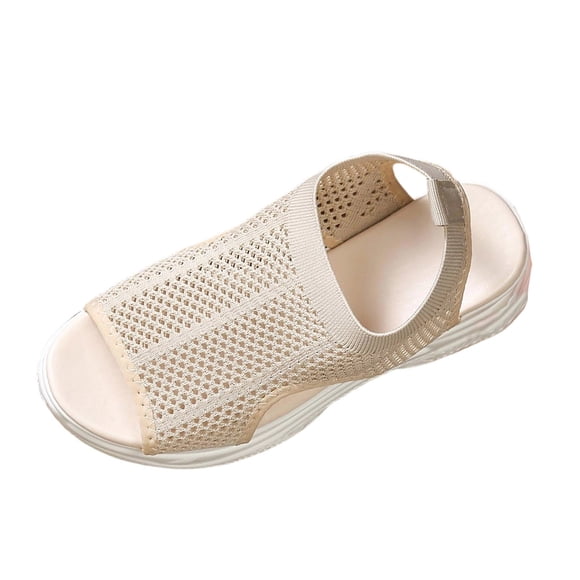 SBYOJLPB Sandals for Women Fashionable Casual Outerwear Versatile Solid Color Sandals Breathable Mesh Round Toe Open-Toe Sandals