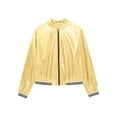 thumbnail image 5 of Zaldita Women's Holographic Zipper Bomber Jacket Long Sleeve Baseball Collar Jacket Coats Gold M, 5 of 7