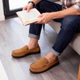 thumbnail image 2 of HomeTop Men's Classic Moccasin Slippers, All Season & Winter Warm Coral Fleece Lined Memory Foam Indoor Outdoor House Shoes, 2 of 8