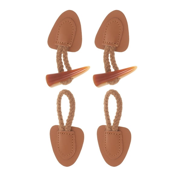 unbranded 2 Pcs Vintage Faux Leather Sew On Toggle Closures with Resin Horn Buttons for Coats Jackets Shawls DIY Sewing Accessories