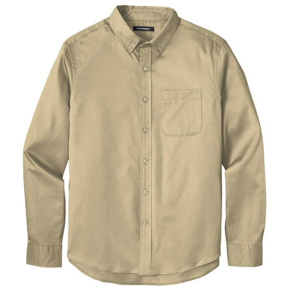 Men's Easy-Care Wrinkle-Resistant Twill Shirt with Pocket, 4XL Wheat