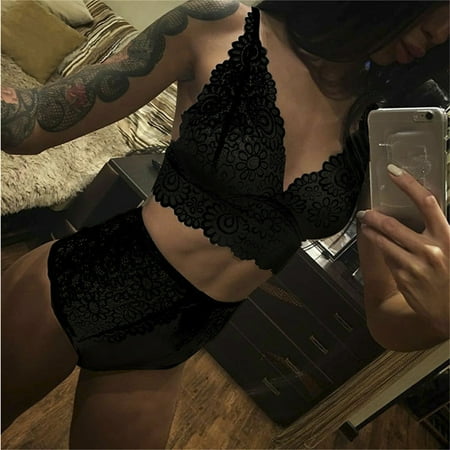 

Lingerie For Women Plus Size Fashion Women Lingerie Lace Flowers Push Up Top Bra Underwear Nightwear