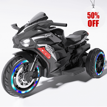 Kids Motorcycle for Boy Aged 3-8, Electric Motorcycle Ride on with 3 Wheels, LED Light, Bluetooth Music
