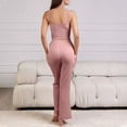 thumbnail image 3 of BLVB Womens Ribbed Pajamas Set Lace Trim Cami Top and Wide Leg Long Pants Sleepwear Pjs Lounge Set S-XL, 3 of 5