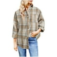 thumbnail image 6 of Mingw Womens and Ladies Button Down Flannel Plaid Shirts Long Sleeve Cozy Shackets Business Casual Blouse Top ,Green,2XL, 6 of 6