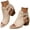 Beige, variant on Women Peep Toe Ankle Booties Sandals Chunky Heels Cutout Back Zipper Sandal Faux Suede Side Ankle Strap Dress Sandals