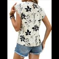 thumbnail image 3 of Blusas de Encaje con Estampado Floral para Mujer, Cuello Redondo, Mangas , Estilo Bohemio, Color Albaricoque XXL, 3 of 9