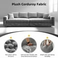 thumbnail image 5 of 82.7 Inch Plush Corduroy 3-Seater Sofa with 1 Ottoman, Modern Cloud Couch Deep Seat Convertible Sofa Lounge Chair for Living Room, Apartment, Office, Grey, 5 of 9
