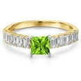 thumbnail image 3 of Gem Stone King 14K Two Tone Gold Green Peridot and Lab Grown Diamond Engagement Ring for Women | 1.63 Cttw | Princess 5MM | Gemstone August Birthstone | Size 8, 3 of 6