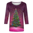 thumbnail image 5 of Xdegoge Women Christmas Top 3/4 Sleeve Vintage Vacation Shirts Holiday Casual Winter Tops Plus Size Xmas Trees Bright Funny Blouse Party Trendy Crew Neck Shirt 2025, 5 of 5