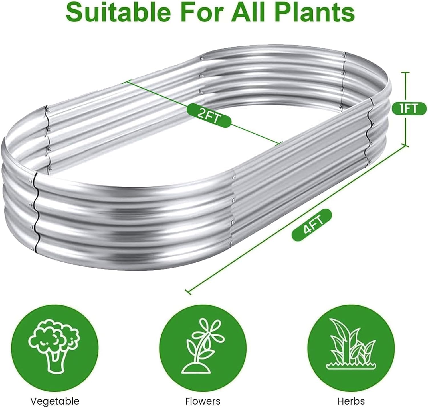 Land Guard 2-Pack Galvanized Raised Garden Bed, Oval photo 3