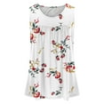 thumbnail image 4 of Summer Sale sovlvnd Womens Over Size Loose Comfy Tee Blouse Women's Summer Casual Sleeveless Blouse Crewneck Tops Floral Printed T-Shirt Vest For Women Leggings Pleated Blouse, 4 of 6