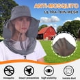 thumbnail image 4 of IC ICLOVER Mosquito Mesh Sun Hat with Hidden Sunproof Netting, Wide Brim Outdoor Cap Bee Bug Protection for Fishing Hiking Gardening, Gray, 4 of 7