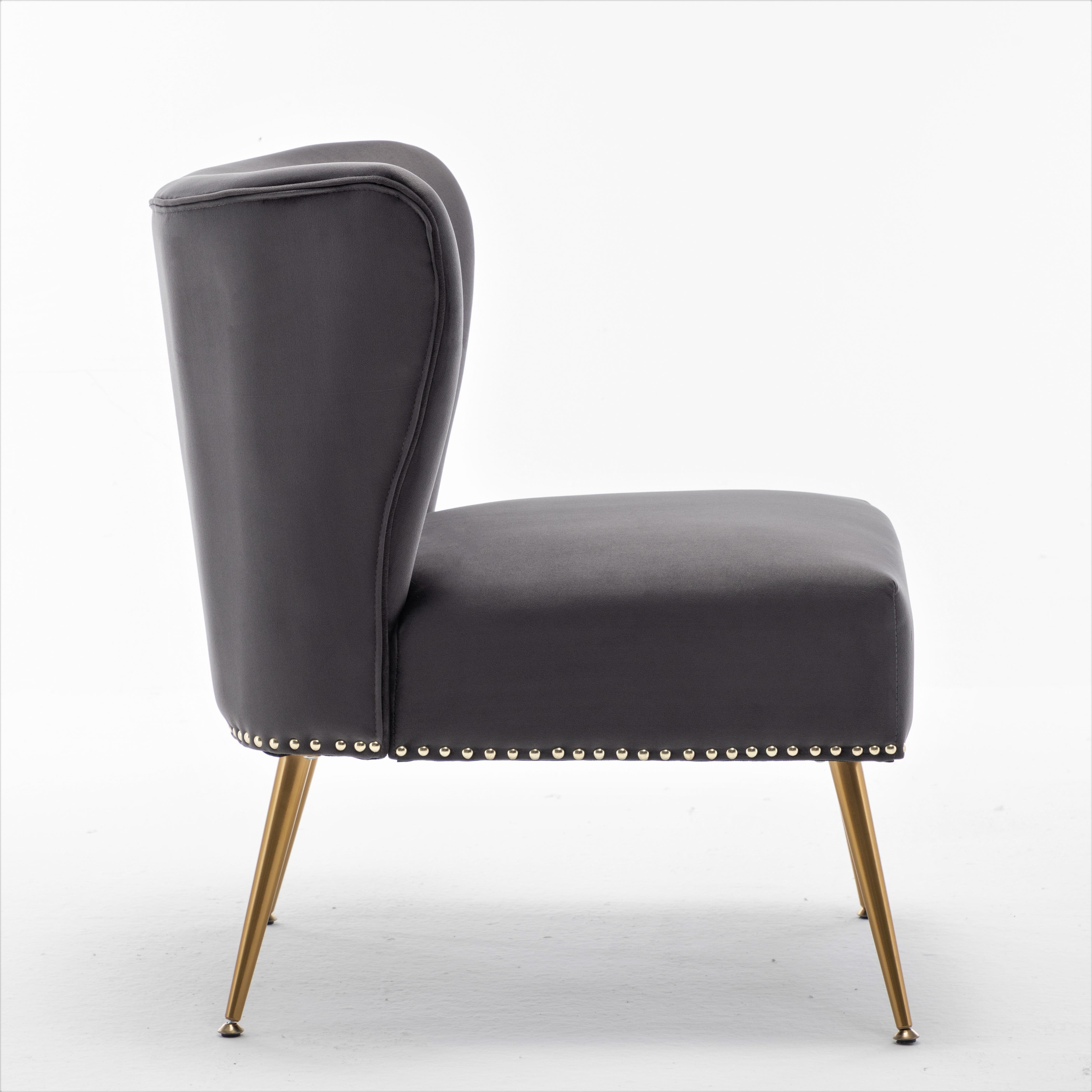 US Pride Furniture Corisha 25"W Velvet Armless Accent Chair for living room and office, Gray
