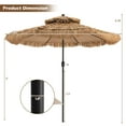 thumbnail image 5 of Topbuy 9 ft Outdoor Tiki Umbrella Double-Roof Hawaii Style Umbrella W/ Tilt Mechanism & Hand Crank 9-Tier Endothermic Straw 8 Sturdy Steel Ribs, 5 of 10