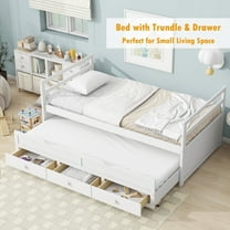 Bellemave Twin Size Platform Bed with Trundle and Storage Drawers Twin Captain’s Bed with Headboard and Footboard Storage Bed Frame (White)