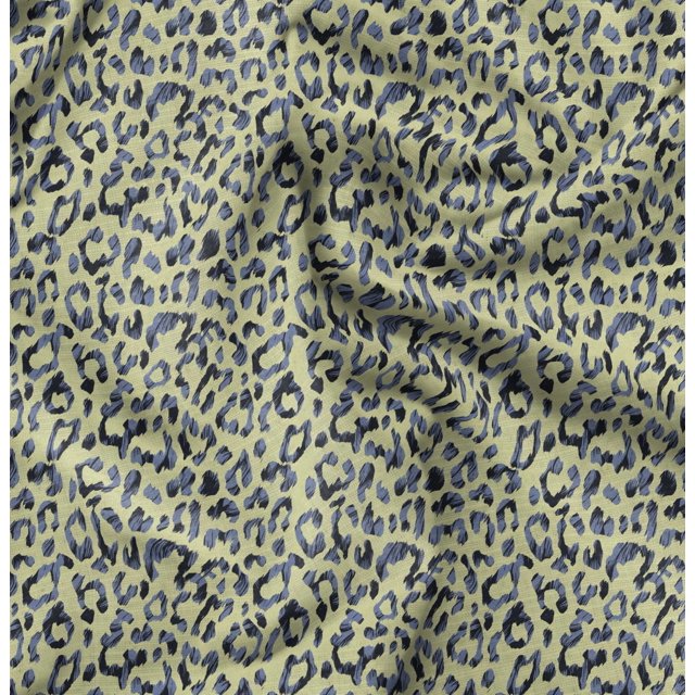 Soimoi Polyester Crepe Fabric Leopard Animal Skin Printed Fabric 1 Yard 42 Inch Wide