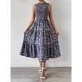 thumbnail image 4 of Floral Printed Panelled Sleeveless A-Line Maxi Dress for Women, 4 of 5