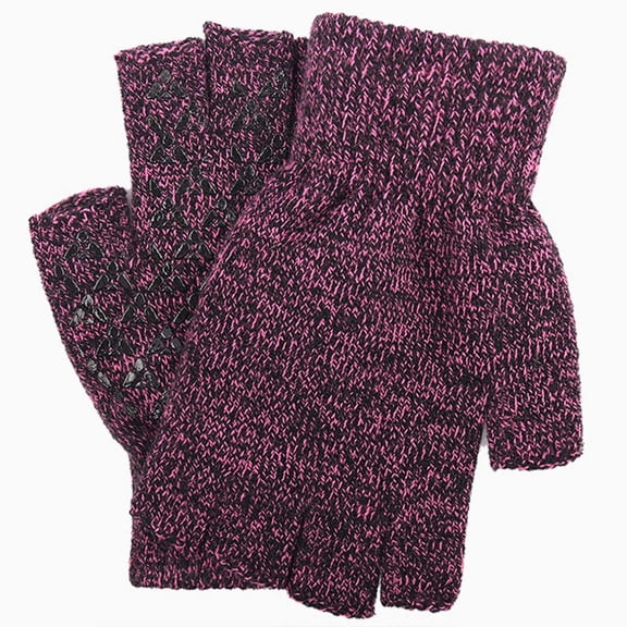 PInxai Fingerless Gloves for Women and Men Knitted Warm Gloves for Cold Weather Half-Finger Solid Color Unisex Gloves,Wine,Free Size