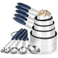 thumbnail image 1 of U-Taste 18/8 Stainless Steel Measuring Cups and Spoons Set: 10 Pieces Metal Stacking Kitchen Baking Cooking Food Measure Set 5 Cups 5 Spoons with Strengthened Weld Joints (Midnight Blue), 1 of 10