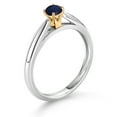 thumbnail image 3 of Gem Stone King 0.22 Ct Round Blue Sapphire 10K White and Yellow Gold Solitaire Engagement Ring (Size 9), 3 of 4
