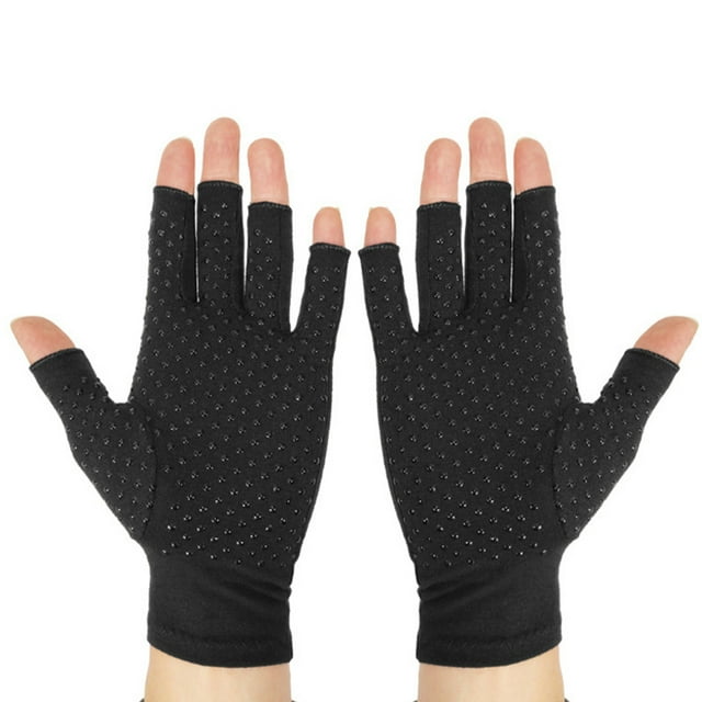 Guantes para artritis para mujeres y hombres, 1 par de guantes de compresión para artritis de medio dedo, guantes para artritis de respuesta rápida