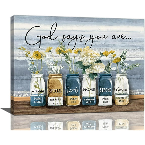 Bathroom Flower Decor Wall Art Country Bathroom Print Painting Floral Canvas Pictures Modern Home Artwork Decor for Living Room Framed Ready to Hang 12"x16"