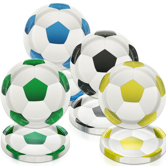 40 Pcs Soccer Party Decorations Plates - Including 9" Soccer Plates Disposable Dessert Plates for Kids Soccer Theme Fan Sports Event Game Day Soccer Party Supplies