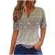 thumbnail image 2 of Fiudx Ofertas Relámpago Blusa de Manga Corta Estampada a La Moda para Mujer, Blusas Informales con Cuello En V, 2 of 4