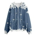 thumbnail image 6 of Wang6 Full Zip up Christmas Hoodies for Women Trendy Long Sleeve Back Reindeer Printed Hooded Sweatshirts Fall Xmas V Neck Loose Fit Tops Blue L, 6 of 7