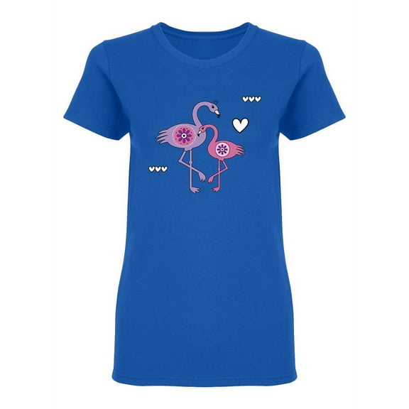 Beautiful Flamingos Graphic Shaped T-Shirt Women -Image by Shutterstock, Female Medium