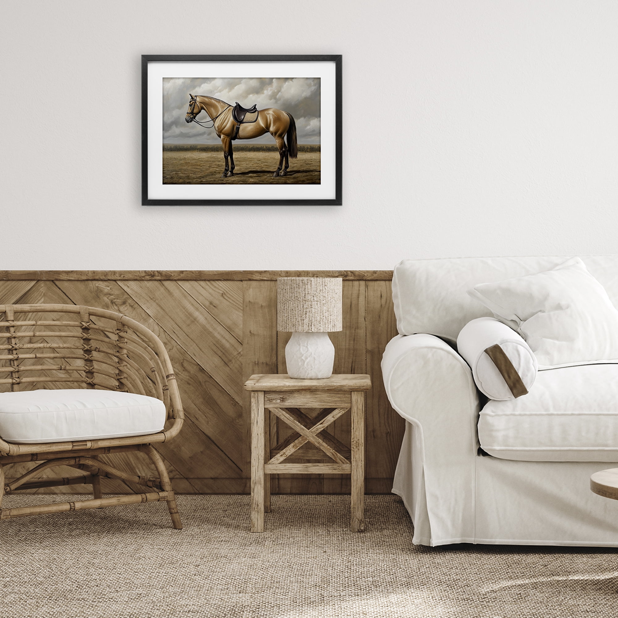 Stupell Industries Shiny Mare Saddled Up Black Framed Print Under Glass, design by Petal Prints Design