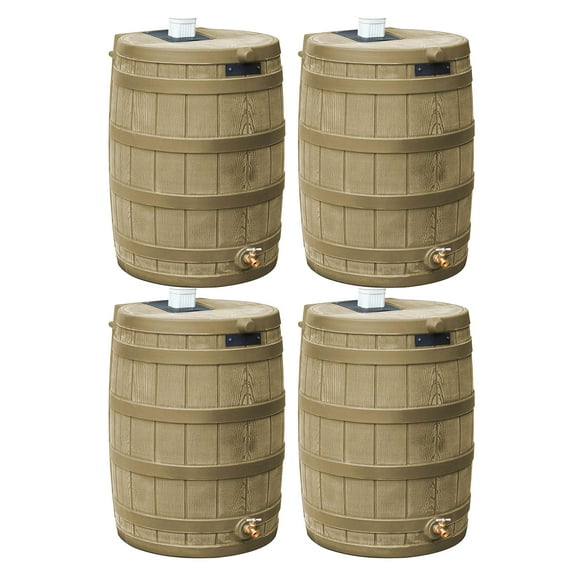 Good Ideas Rain Wizard 50 Gallon Plastic Barrel Water Collector, (4 Pack)