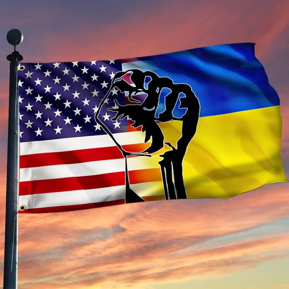 Flagwix American Ukrainian Grommet Flag Stand With Ukraine DBD3332GF - 3x5 ft., No Flag Pole Rings