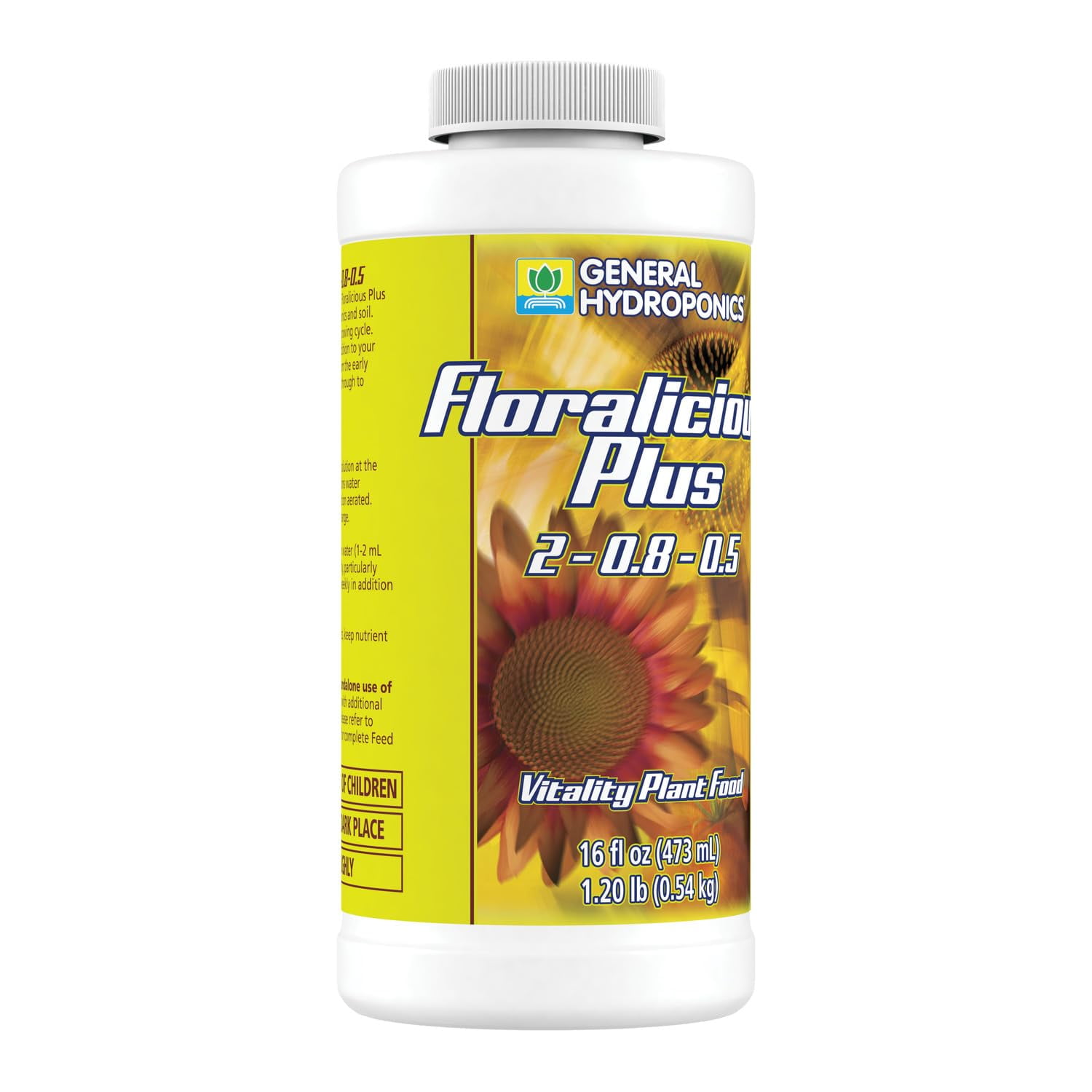 General Hydroponics Floralicious Plus, Vitality Plant Food, 2-0.8-0.5, 16.oz.