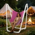 thumbnail image 2 of G TALECO GEAR Hammock Chair with Stand, Heavy-duty Hanging Chair with Stand, Sturdy Swing Chair Stand 350lbs, Hammock Chair Included, for Indoor Outdoor, Pink, 2 of 7