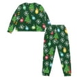 thumbnail image 5 of Yuyamidu Colorful Light Long Sleeve Pajamas Pants Matching Set of 2 Snowflake Sleepwear for Women Soft Pj Top Jogger Pants Size L Green Christmas Night Clothes, 5 of 7