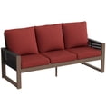 thumbnail image 6 of EAGLE PEAK Natural Real Wood Cedar 77.6" Wide Outdoor Sofa with Red Cushions for Garden, Yard, Porch, Balcony, 6 of 9