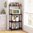 thumbnail image 2 of Wubio Bakers Rack, 4-Tier Microwave Oven Stand, Kitchen Storage Rack with Mesh Wire Metal Shelves, Free Standing Shelving Utility Unit, 23.5" Lx14 Wx54 H, Black, 2 of 9